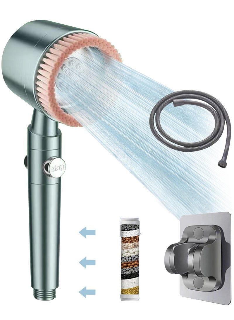 CubeG Handheld Shower Head, High Pressure Shower Head with 5 Spray Modes(Only Shower Head),Turbocharged Design Powerful Shower Head with Base and 1.5M Stainless Steel Hose - Image 1