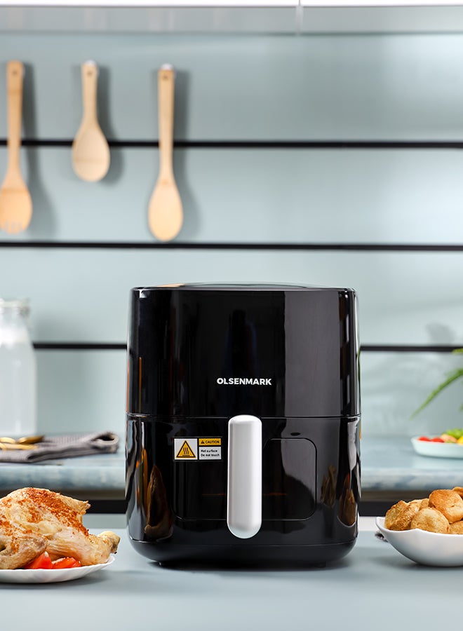 Air Fryer Oil Free Fryer with Cool Touch Handle, non stick frying pot and tray, easy to read and adjustable display 6 L 1500 W OMAF2254J Black/White