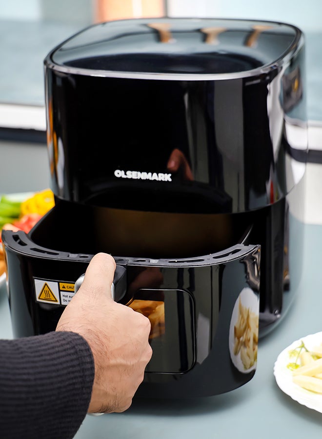 Olsenmark Air Fryer Oil Free Fryer with Cool Touch Handle, non stick frying pot and tray, easy to read and adjustable display 6 L 1500 W OMAF2254J Black/White - Image 4