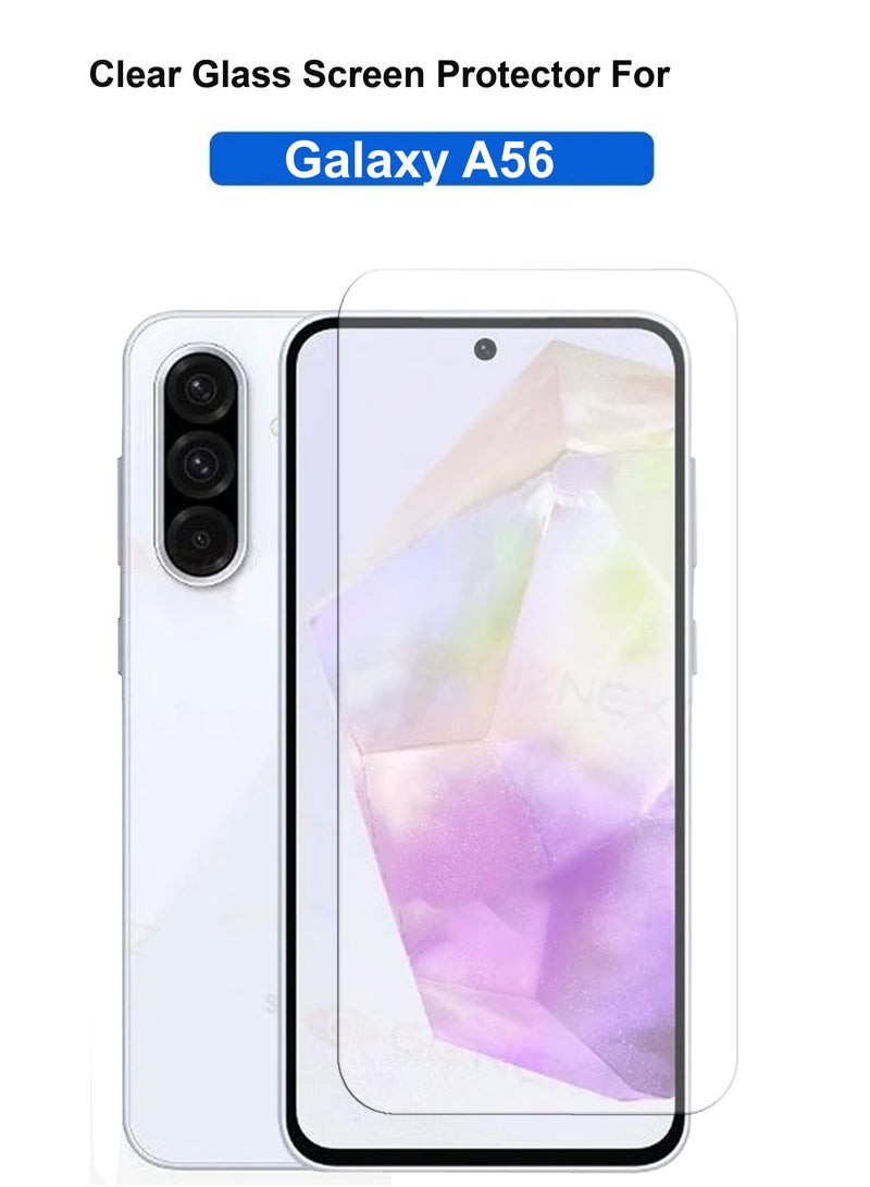 Samsung Galaxy A56 - Tempered Glass Screen Protector – High Transparency, Delicate Touch, Anti-Explosion, Smooth Arc Edges, Easy Installation, 9H Hardness HD Tempered Glass Screen Protector 99% Transparency with device's original screen clarity and brightness-Clear  - Image 1