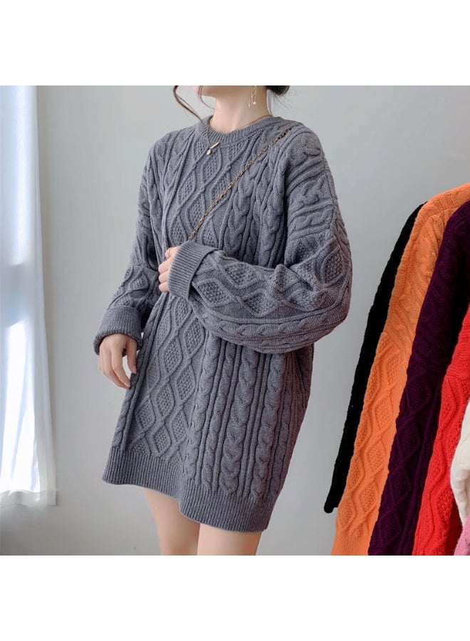 NIBEMINENT Women Sweaters Long Sleeved Round Neck Knitted Pullovers Solid Regular Casual Jumpers Slight Strech Autumn - Image 1