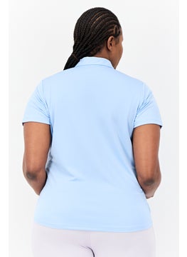 Adidas Women Sportswear Fit Shorts Sleeves Golf Polo Shirt, Light Blue  - Image 3