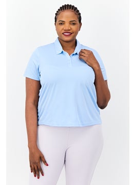 Adidas Women Sportswear Fit Shorts Sleeves Golf Polo Shirt, Light Blue  - Image 1