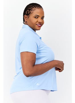Adidas Women Sportswear Fit Shorts Sleeves Golf Polo Shirt, Light Blue  - Image 2