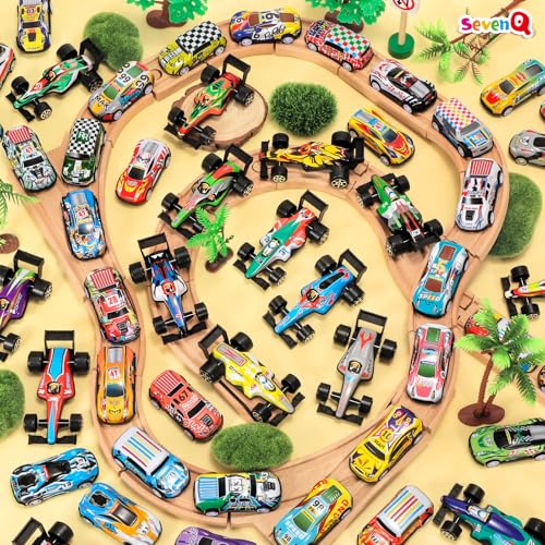 SevenQ Party Favors Toy Cars for Boys with Storage Box 67Pcs Pull Back Race Cars Bulk Treasure Box Toys for Classroom Goodie Bag Stocking Stuffers for Kids Toddler Vehicles Mini Fidget Toys - Image 5