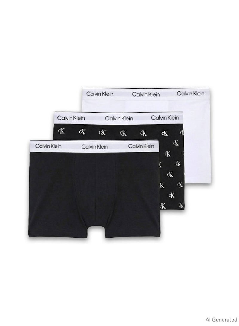 CALVIN KLEIN 3 Pack Relaxed Dart Trunks - Icon Cotton Stretch - Image 1