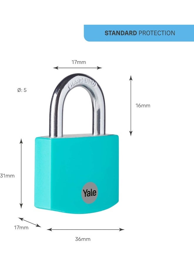 Yale YE3B/50/126/1/TE Padlock Aluminium 50 mm Teal  - Image 3