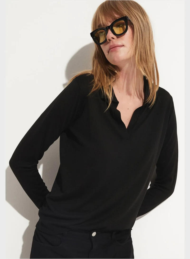 JUNE Polo Neck Knitted Sweater