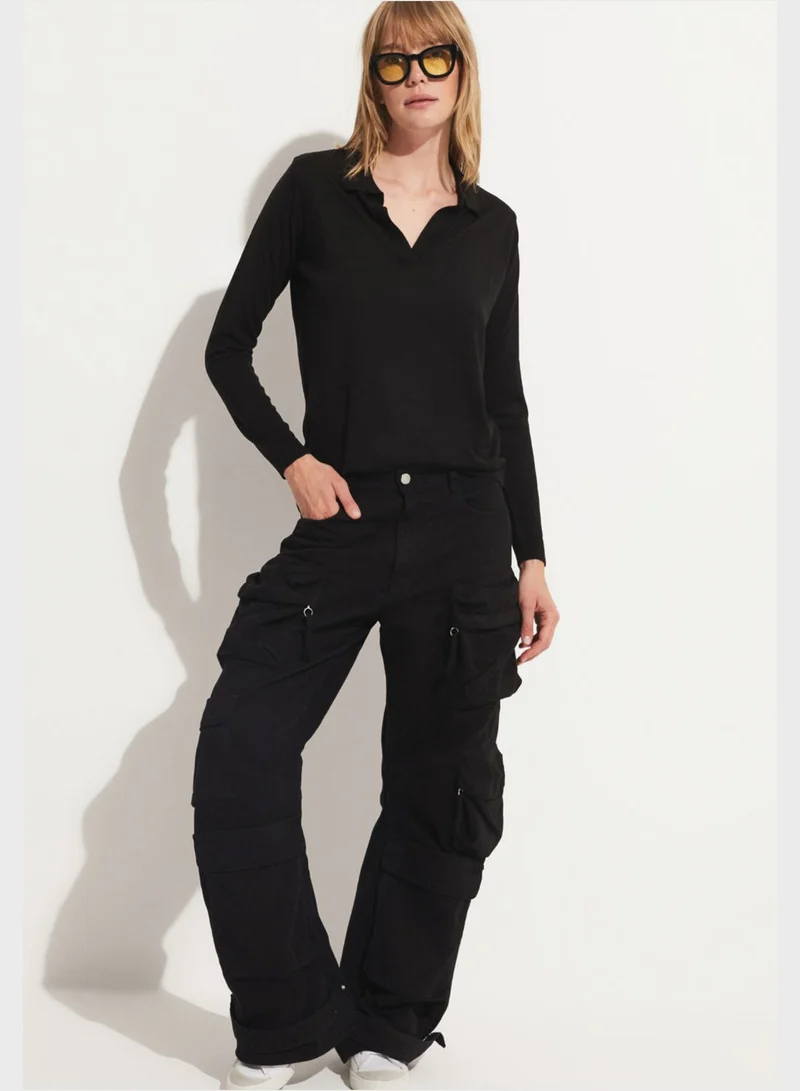 JUNE Polo Neck Knitted Sweater