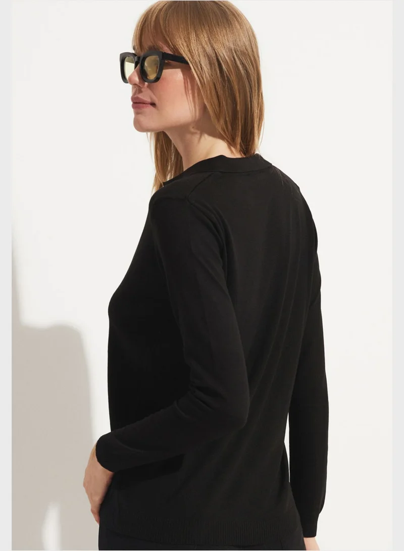 JUNE Polo Neck Knitted Sweater