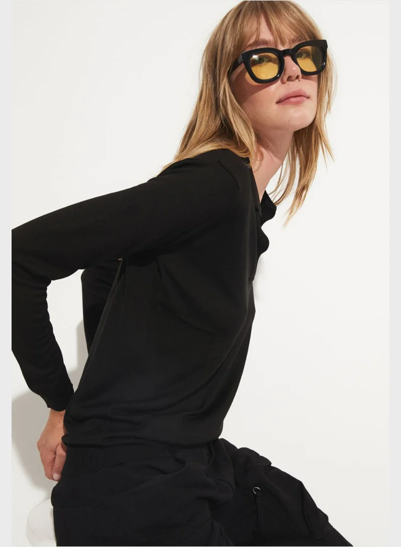 JUNE Polo Neck Knitted Sweater