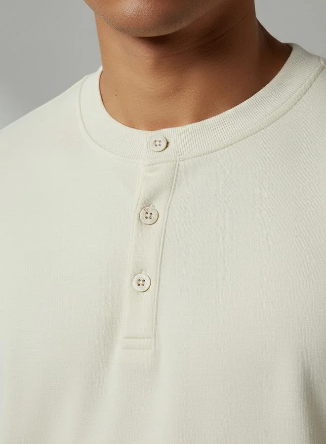 Lee Cooper  Lee Cooper Men Regular Fit Henley Neck Long Sleeve T-shirt for Men | Best Price UAE
