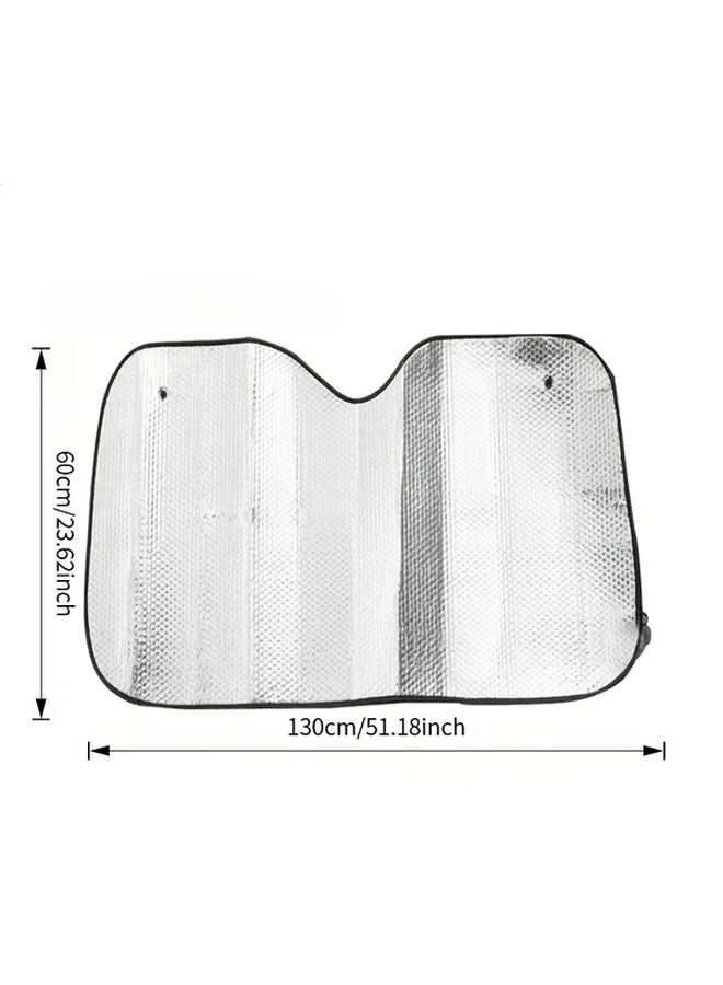 LINENPA 55.12 X 27.56 Inch Double Sided Aluminum Foil Car Sunshade UV Protection Heat Insulation Easy Roll Up Design Durable Sun Shade For Front Windshield - Image 2