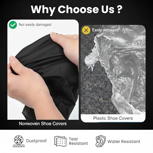 C-Cure Disposable Shoe Covers 50 Pcs | Non-Woven Breathable Anti-Slip Foot Covers with Elastic | Not Waterproof | Indoor Hygiene for Hospital, Clinic, Home Cleaning & Visitors Use | Free Size - Black - Image 2
