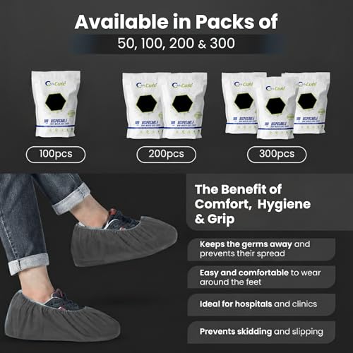 C-Cure Disposable Shoe Covers 50 Pcs | Non-Woven Breathable Anti-Slip Foot Covers with Elastic | Not Waterproof | Indoor Hygiene for Hospital, Clinic, Home Cleaning & Visitors Use | Free Size - Black - Image 4