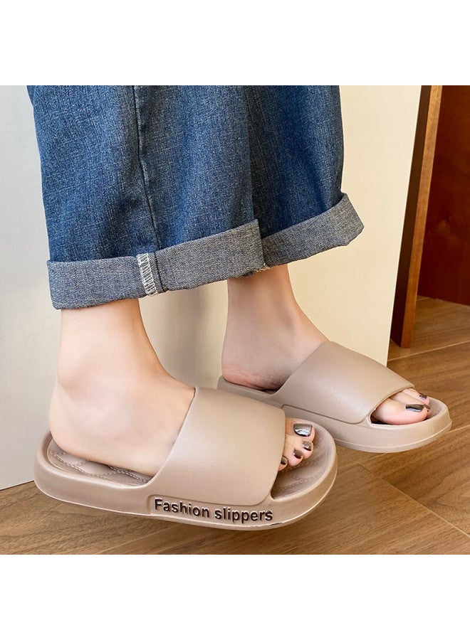 Iqgd Couple Slippers Men's And Women's Floor Slippers Soft Bottom Anti-slip Bathroom Home Slippers 1819 Brown 44-45 - Image 1