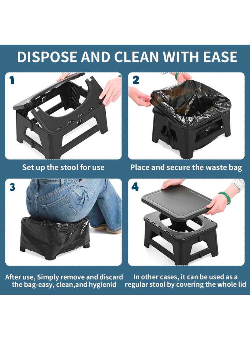 Portable Toilet Outdoor Camping Toilet with Lid, Folding Emergency Toilet for Adults Children, Compact Portable Potty for Camping, Cars, Hiking, Beaches - Image 4