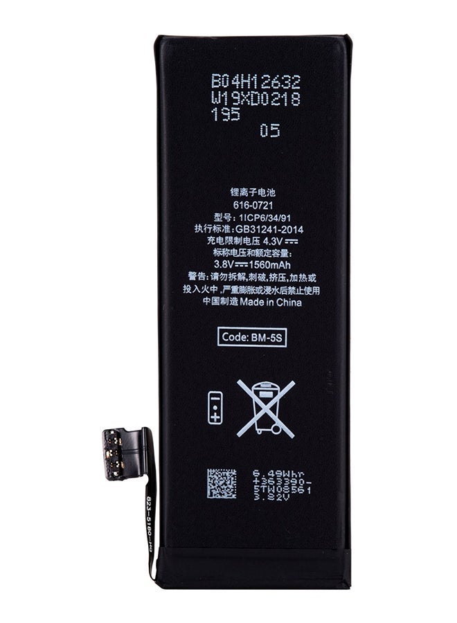 BOD 1560mAh High-Capacity Replacement Battery for iPhone 5S Black – Rechargeable Lithium-Ion Battery Compatible with iPhone 5S Models A1453, A1457, A1518, A1528, A1530, A1533 – Long-Lasting Power Cell with DIY Installation Kit - Image 2