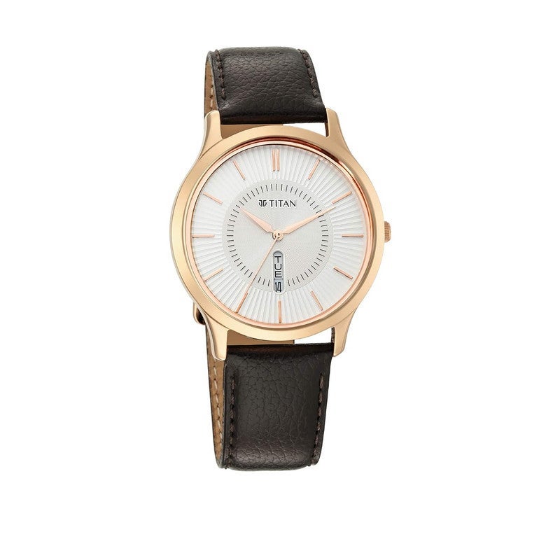 Titan Lagan White Dial Analog Day/Date Leather Strap Watch for Men-NS1845WL01/NT1845WL01 - Image 5