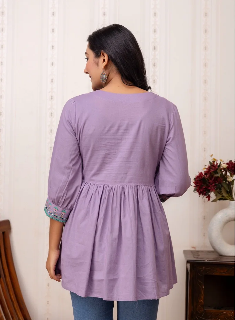 Studio blue Lavender Embroidered Peplum Kurti