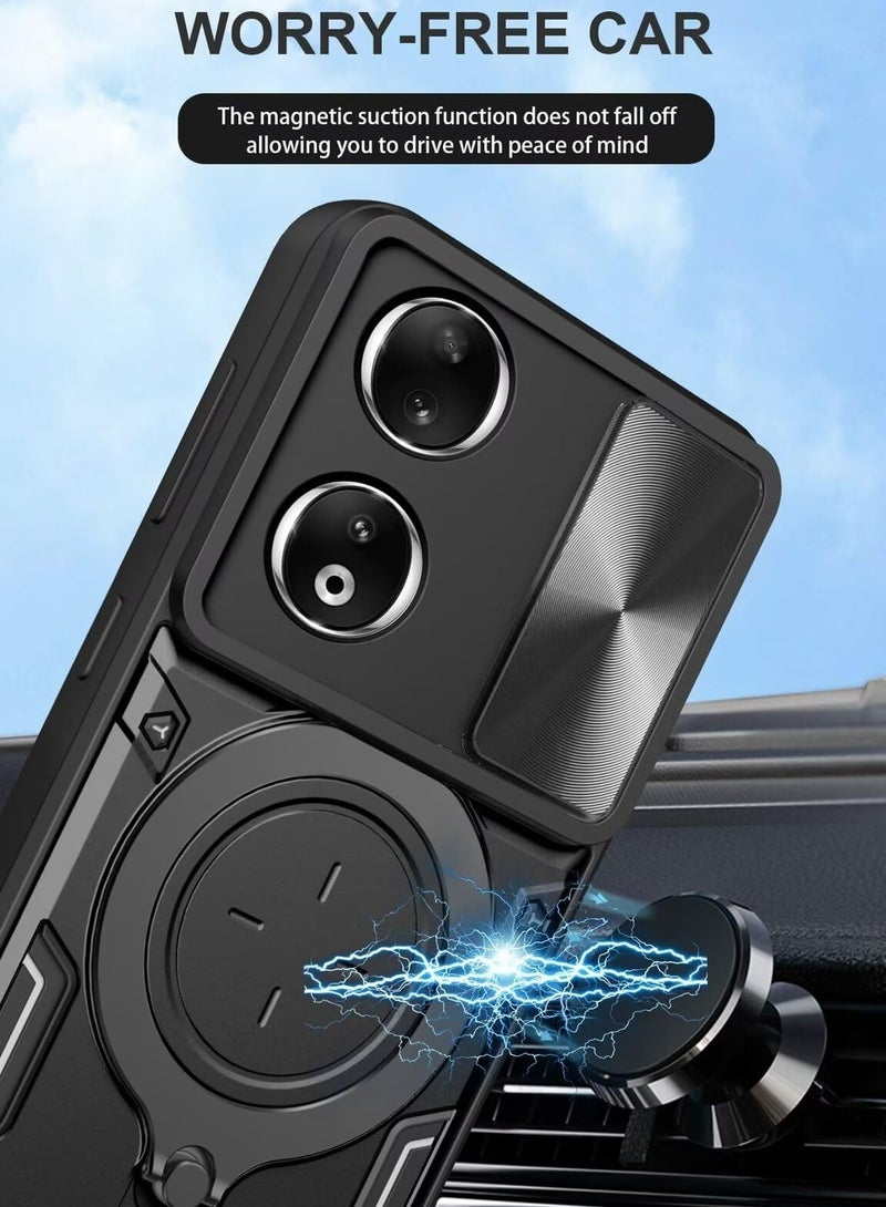 مجد x7b 4G / 5G الهاتف المحمول حالة ، عدسة الكاميرا انزلاق الغطاء ، 360 درجة قوس الدورية خاتم ، الوفير صدمة برهان الهاتف المحمول حالة ، متوافق مع سيارة المغناطيسي الهاتف المحمول حالة مجد x7b 4G / 5G الأسود - Image 3