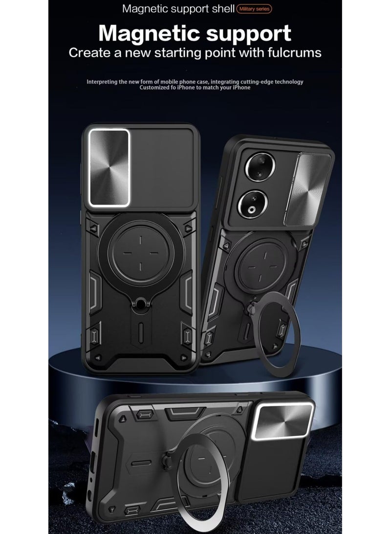 مجد x7b 4G / 5G الهاتف المحمول حالة ، عدسة الكاميرا انزلاق الغطاء ، 360 درجة قوس الدورية خاتم ، الوفير صدمة برهان الهاتف المحمول حالة ، متوافق مع سيارة المغناطيسي الهاتف المحمول حالة مجد x7b 4G / 5G الأسود - Image 2