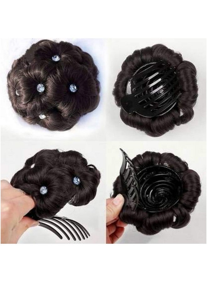 FLUSHIA Pack of 1 pcs Women's Hair Clutchers Juda Bun With Artificial Synthetic Hair Extension Brown. - Image 1