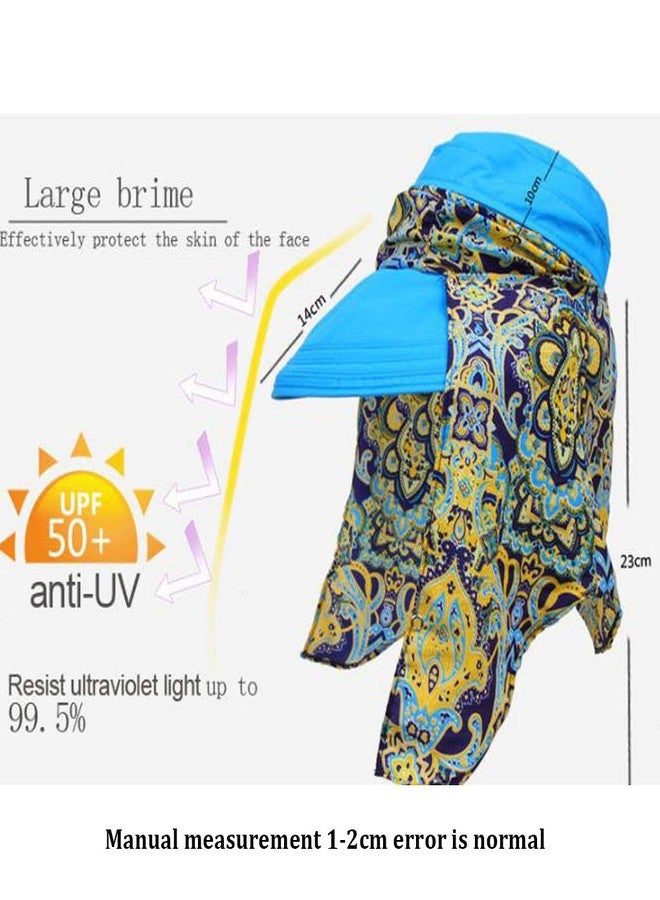 LassZone UPF 50 Packable Sun Hat for Women Wide Brim Floppy Summer Hats Ladies UV Beach Hat with Detachable Neck Cover & Zip Top Shield Blue - Image 3