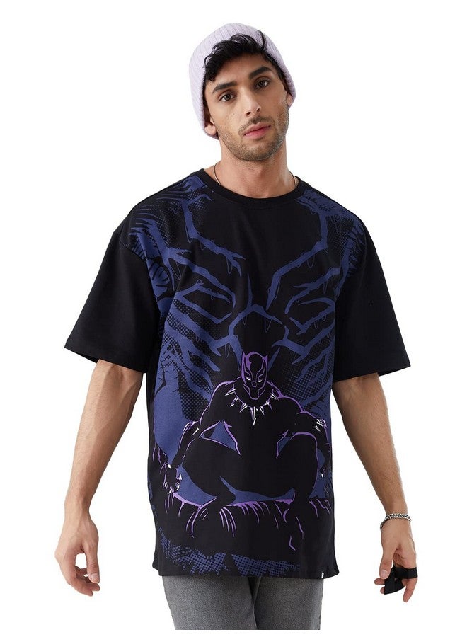 The Souled Store The Souled Store Men Official Black Panther: Long Live The King Black Oversized T-Shirts Oversized T-Shirts Fashionable Trendy Graphic Prints Pop Culture Merchandise - Image 1