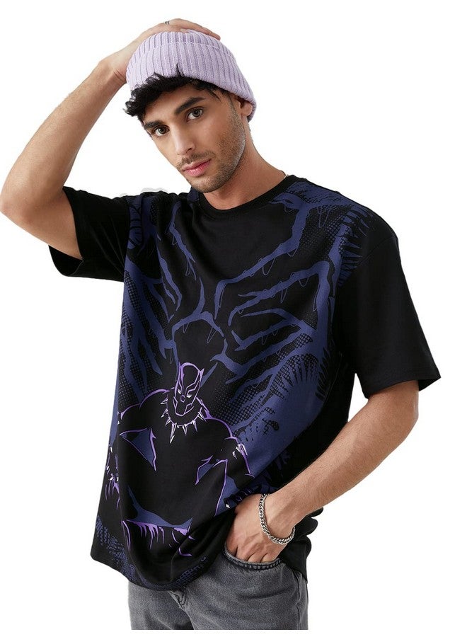The Souled Store The Souled Store Men Official Black Panther: Long Live The King Black Oversized T-Shirts Oversized T-Shirts Fashionable Trendy Graphic Prints Pop Culture Merchandise - Image 5
