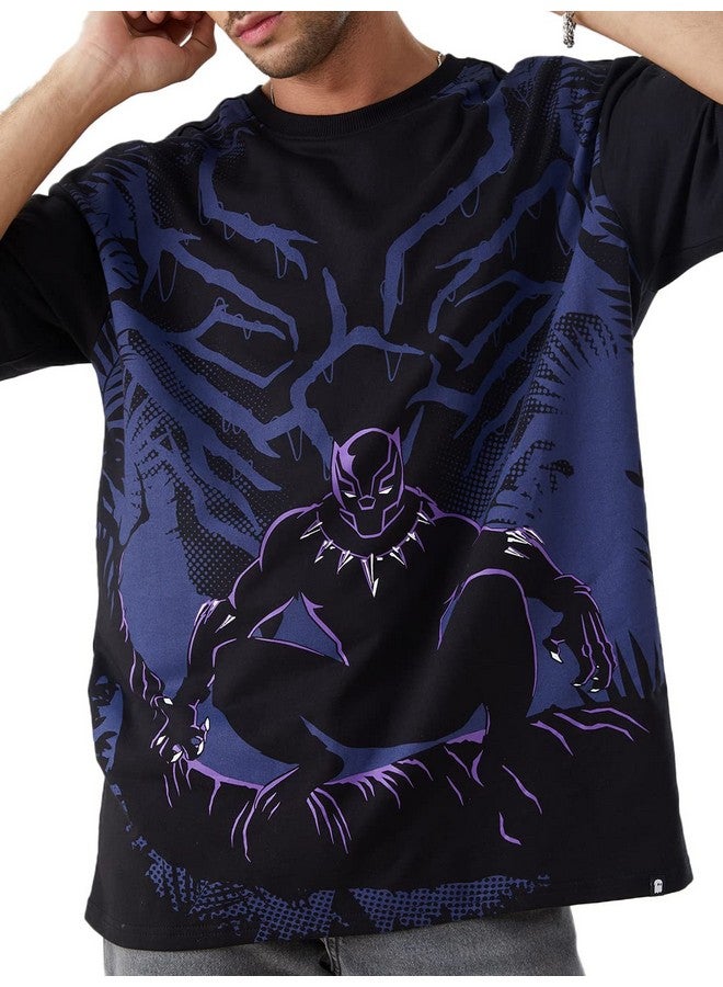 The Souled Store The Souled Store Men Official Black Panther: Long Live The King Black Oversized T-Shirts Oversized T-Shirts Fashionable Trendy Graphic Prints Pop Culture Merchandise - Image 2