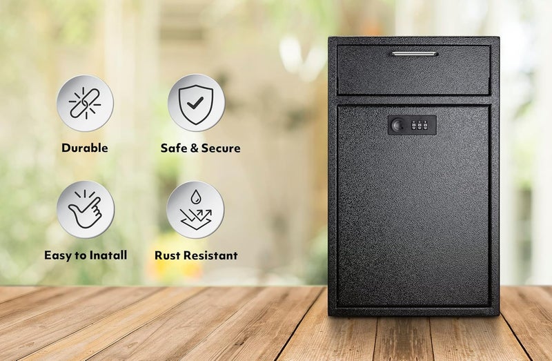 PHOCAR Locking Wall Mailbox Drop Safe for Business - 1.2mm Heavy Duty Lock Box with Code - Vertical Tamper Proof Lock Box for Night Key, Deposit Collection, Cash (8.6'' x 4.75'' x 14.25'') - Image 4