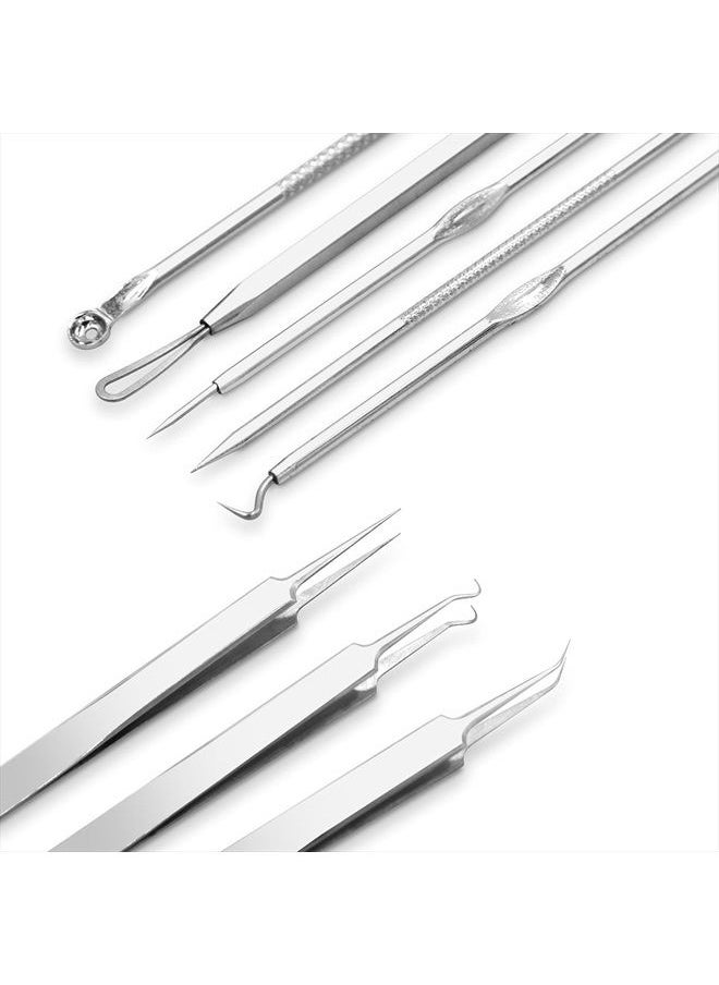 Dr.Pedi - Blackhead Remover Pimple Popper Tool Kit Acne Blemish Pimple Extractor Needle Facial Comedone Clip Blackhead Tweezer for Ingrown Hair Removal 8 Pcs in Metal Case - Image 1