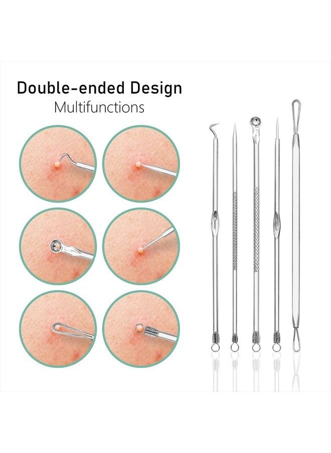 Dr.Pedi - Blackhead Remover Pimple Popper Tool Kit Acne Blemish Pimple Extractor Needle Facial Comedone Clip Blackhead Tweezer for Ingrown Hair Removal 8 Pcs in Metal Case - Image 1
