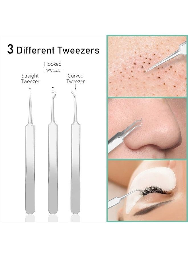 Dr.Pedi - Blackhead Remover Pimple Popper Tool Kit Acne Blemish Pimple Extractor Needle Facial Comedone Clip Blackhead Tweezer for Ingrown Hair Removal 8 Pcs in Metal Case - Image 1