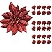 BANBERRY DESIGNS BANBERRY DESIGNS Artificial Poinsettia Flowers - Set of 24 Ã¢â‚¬â€œ 3 Ã‚Â¾Ã¢â‚¬Â Red Glittered Poinsettia Clip On  - Image 2