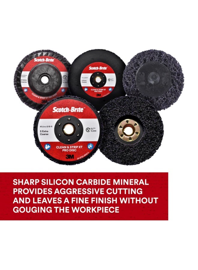 Cubitron 3M Scotch-Brite Clean and Strip XT Pro Disc, XO-DC, SiC Extra Coarse, T27, 4-1/2 in x 5/8"-11, Silicon Carbide Cuts Aggressively and Leaves a Fine Finish, Resists Loading, Purple - Image 3