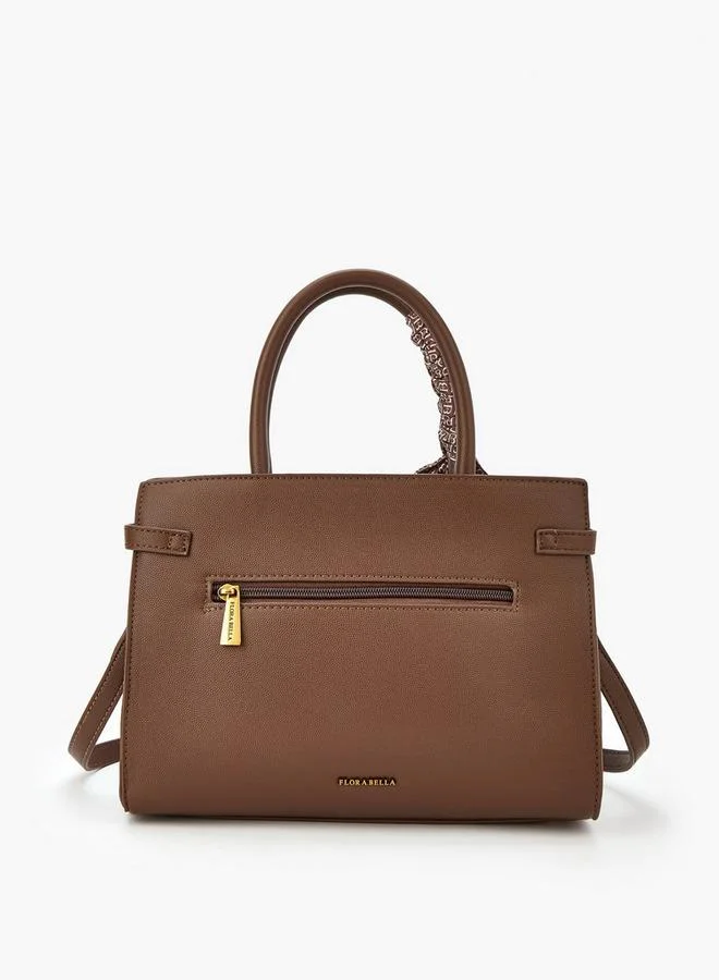Flora Bella By Shoexpress Solid Tote Bag with Scarf Detail and Double Handle
