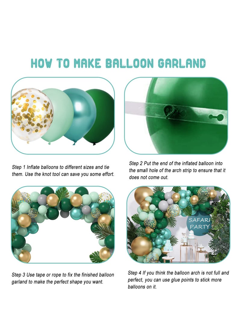 Excefore طقم قوس جارلاند مكون من 121 قطعة من بالونات حفلات الغابة، باللون الذهبي والأخضر الليموني مع أوراق نخيل استوائية صناعية لتزيين رحلات السفاري مع الديناصورات - Image 5