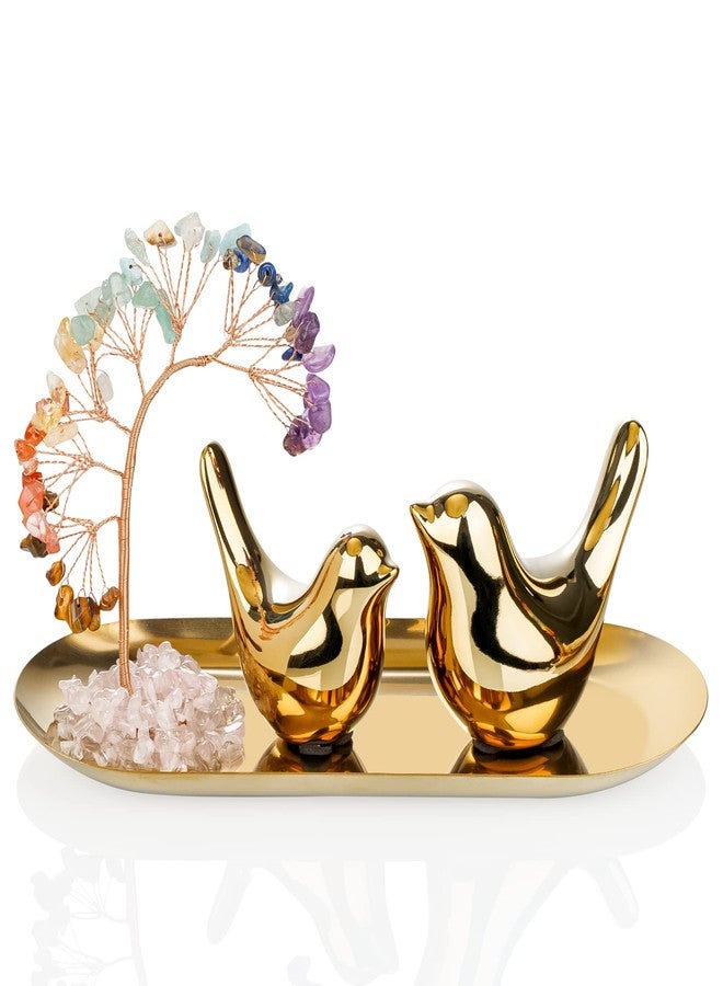 ZenBless Crystals Tree,Small Birds Statue,7 Chakra Healing Crystals Stones Tree Storage Tray Yoga Meditation Zen Room Office Home Decor Set Figurine Ornament Decoration Feng Shui Wealth Luck - Image 1