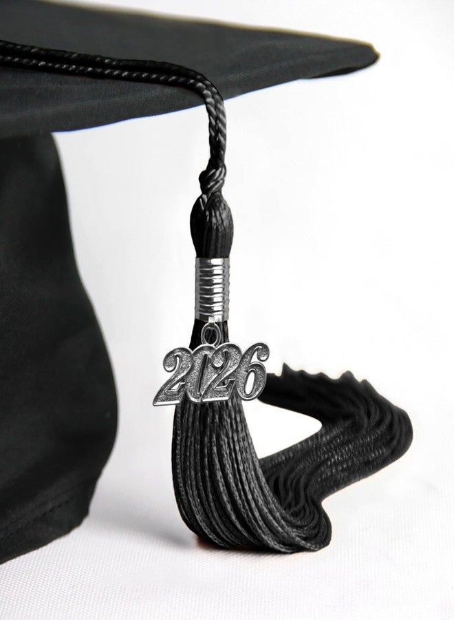 Endea Graduation شرابة تخرج إنديا بلون واحد مع قطرة تاريخ فضية (أسود، 2026) - Image 4