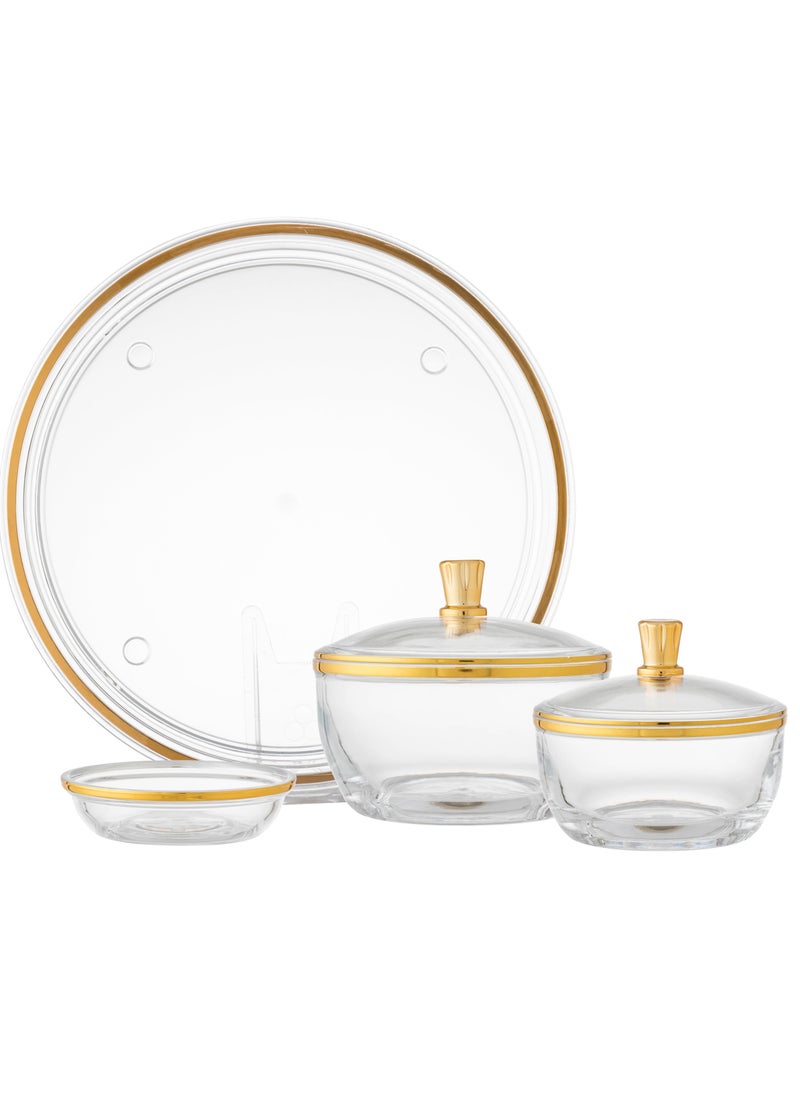 Dania Acrylic Dset Consisting of 4 Pieces 2 date + pit plate + tray  - Image 3