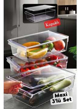 Boz House Covered Maxi Tall Clear Refrigerator & Cabinet Organizer 3 Pieces  - Image 1