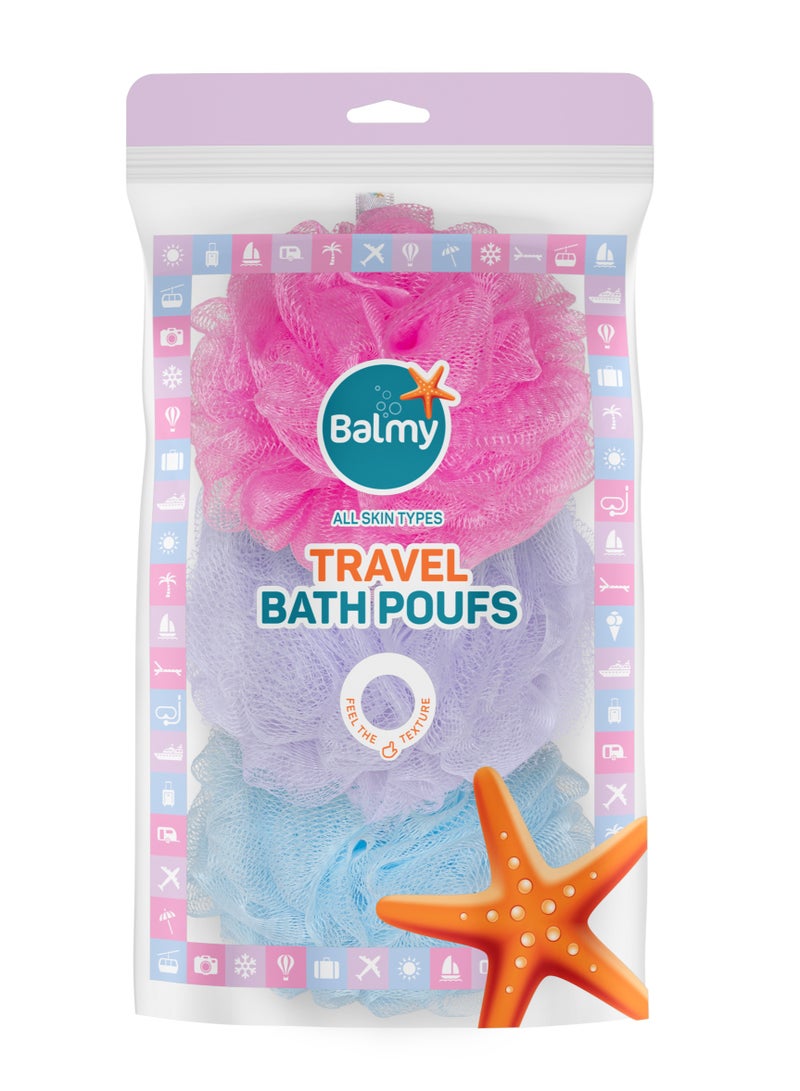 Balmy Travel Bath Sponges 40gm x 3pcs | Soft & Convenient Bath Sponges for Daily Cleansing - Image 1