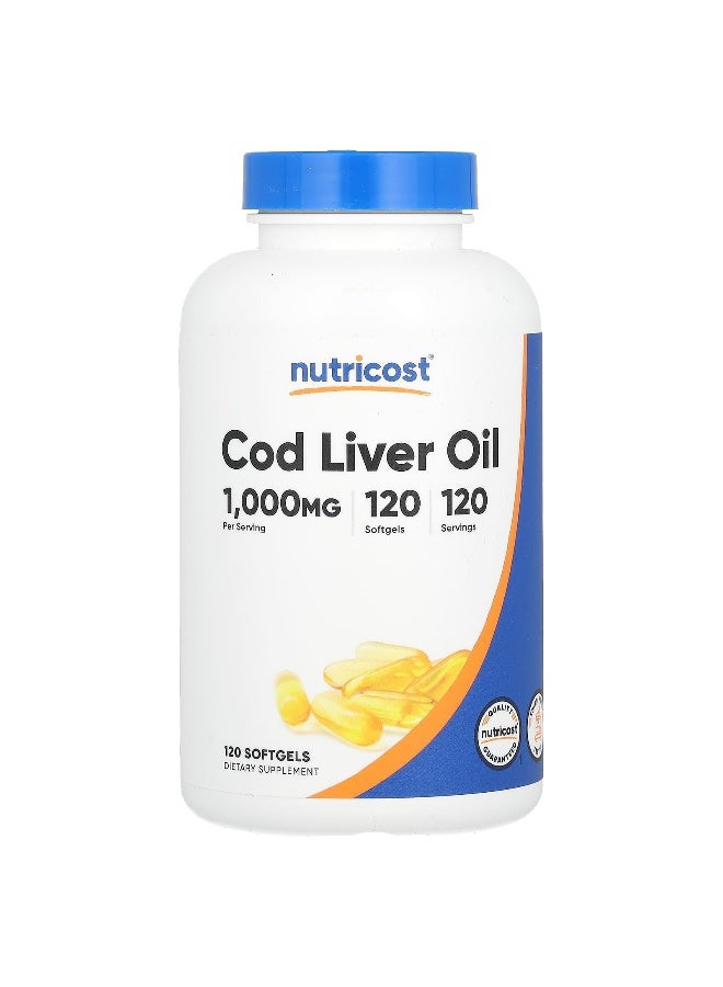 Nutricost نوتريكوست، زيت كبد السمك، 1,000 ملغ، 120 كبسولة لينة - Image 1