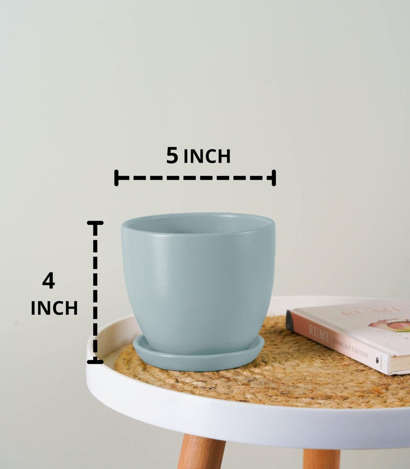 Nurturing Green® Set of 2 Modern Mint Green Ceramic Pots for Indoor Plants | Flower Pots for Home Decor(Size: 5 Inch Wide | Comes with Bottom Plate) - [Plants are not Included] - Image 3