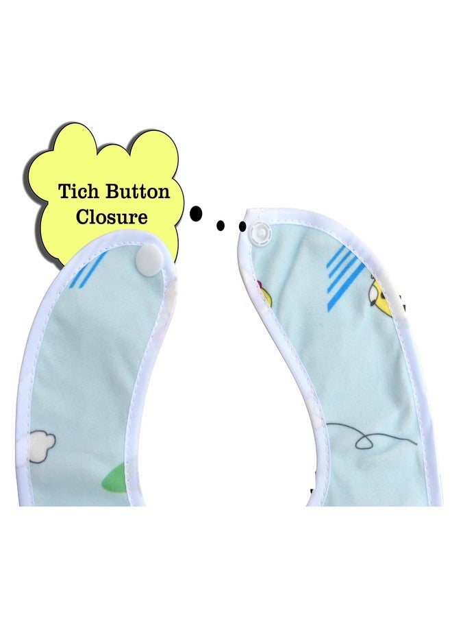 Joy Buzz Waterproof Spill Resistant Baby Feeding Printed Cotton Bibs With Snap Button Closure for 0 to 12 months new born baby/toddler - Pack of 6 (Multicolor 6) - Image 4