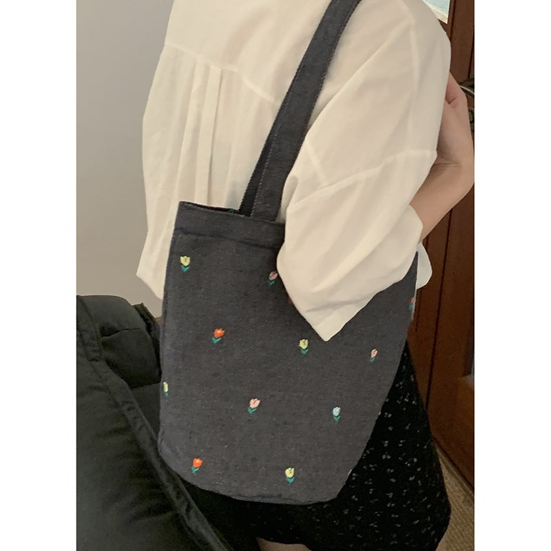 Denim Bucket Bag for Women – Large Capacity Summer Underarm Bag - Image 1