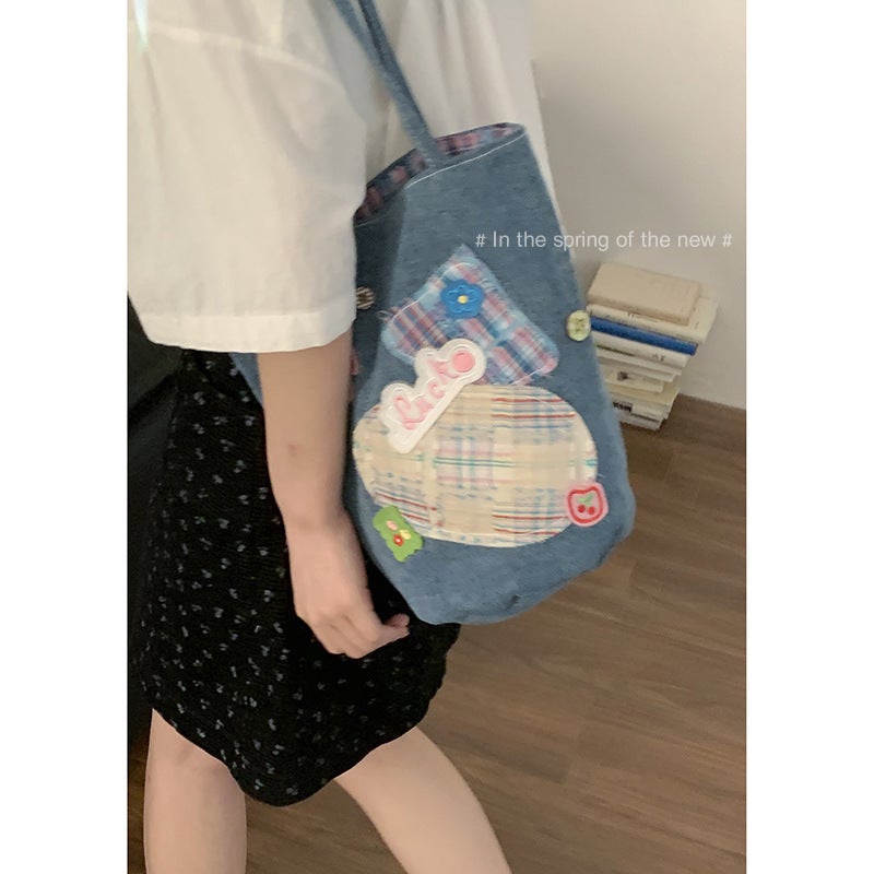 Denim Bucket Bag for Women – Large Capacity Summer Underarm Bag - Image 2