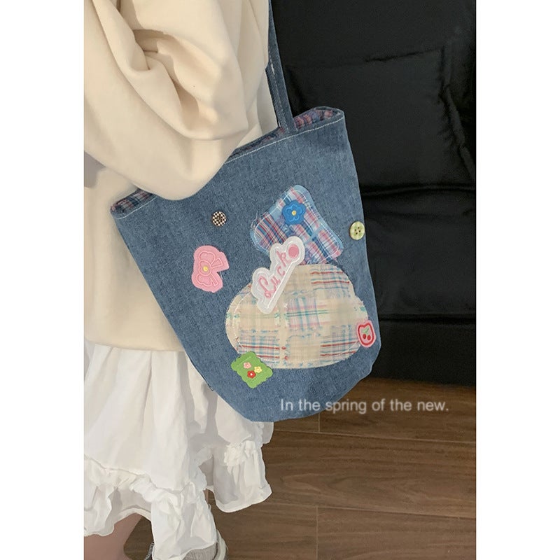 Denim Bucket Bag for Women – Large Capacity Summer Underarm Bag - Image 5
